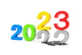 3d render of the numbers 2022 and 23 in colorful over white background