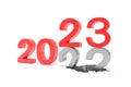 3d render of the numbers 2022 and 23 in red over white background