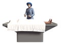 3d render of nurse and dead body in morgue