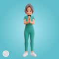 3d rendered nurse greeting in the hospital gown uniform