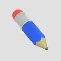 3D render object cartoon pencil illustration Royalty Free Stock Photo