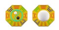 3D render octagon Chinese feng shui yin yang golden emblem