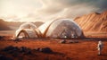 3D Render Offgrid Martian Habitat For Space Colonization. Generative AI