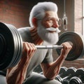 3d render of an old man Lifting weights in gym senior sportsmen