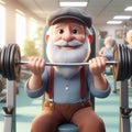 3d render of an old man Lifting weights in gym senior sportsmen