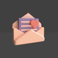 3d render open envelope containing love letter with soft pastel color