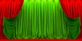 open red and green curtains background template. theater curtain Royalty Free Stock Photo