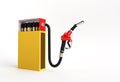 3D Render Opened Blank matchbox Mockup with fuel pump nozzle isolated on Color Background Royalty Free Stock Photo