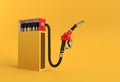 3D Render Opened Blank matchbox Mockup with fuel pump nozzle isolated on Color Background Royalty Free Stock Photo