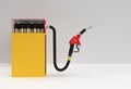 3D Render Opened Blank matchbox Mockup with fuel pump nozzle isolated on Color Background Royalty Free Stock Photo