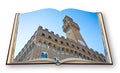 3D render of an opened photo album with the famous palace called