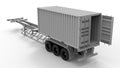 3D render - opening a truck freight container on wheels
