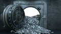 3d render Opening Of The Vault Door In Bank with a lot of money Royalty Free Stock Photo