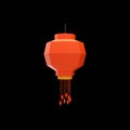 3D Render Orange Chinese Lantern Hang Against Black