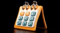 3D Render of Orange Desktop Calendar with Teal Numbers on Black Background Royalty Free Stock Photo