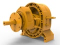 3D render - Orange gear reducer exploded view