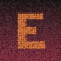 3d render of orange letter E on dark background, mosaic effect, creative lettering