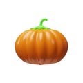 3D render orange pumpkin in clay style for autumn