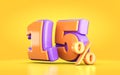 3d render orange and purple 15 percent number of promotional sale