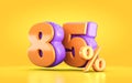 3d render orange and purple 85 percent number of promotional sale