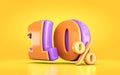 3d render orange and purple 10 percent number of promotional sale