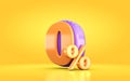 3d render orange and purple 0 percent number of promotional sale