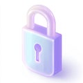 3D render of a padlock in purple and blue.