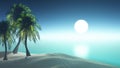 3D render palm tree island Royalty Free Stock Photo