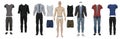 3D render : Paper doll of the Man with different various outfits