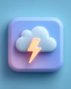 3D Render of a Pastel Blue Cloud and Lightning Bolt Icon Royalty Free Stock Photo