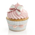 3D Render of a Pastel Cupcake with Bow Royalty Free Stock Photo