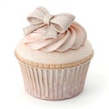 3D Render of a Pastel Cupcake with Bow Royalty Free Stock Photo