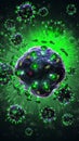3d render of pathogenic virus organism or bacteria infecting and causing disease. Close up from microscope of Royalty Free Stock Photo