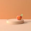 3d render of peach on podium for product display. Minimal style. Royalty Free Stock Photo