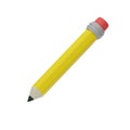 3D render. Pencil, Office supply, stationary. Plastic Icon for business, school, marketing, web design. Isolated