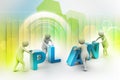 3d render of person placing plan letters