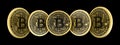Bitcoins isolated on black background