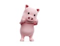 3d render of Pig with sad expression on white background Royalty Free Stock Photo