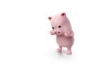 3d render of Pig with sad expression on white background Royalty Free Stock Photo