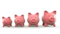 3D render of Piggy Bank Family. Row of Piggy Banks Royalty Free Stock Photo