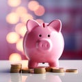 3d render piggy bank and save money concept .