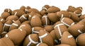 American footballs pile