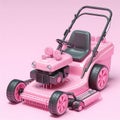 3d render of a pink cartoon lawn mover machine sweet sugar