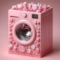 3d render of a pink cartoon washing machine sweet sugar cleaning