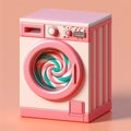 3d render of a pink cartoon washing machine sweet sugar cleaning