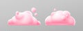 3d render pink clouds, fluffy spindrift eddies