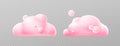 3d render pink clouds, fluffy spindrift eddies