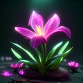 3d render of a pink crocus flower on a dark background AI Generated