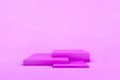 3d render of pink girly stage for products. Copy space. Studio light. Geometric primitives Royalty Free Stock Photo