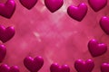 3d render of pink hearts frame with heart bokeh for Valentines Day Royalty Free Stock Photo